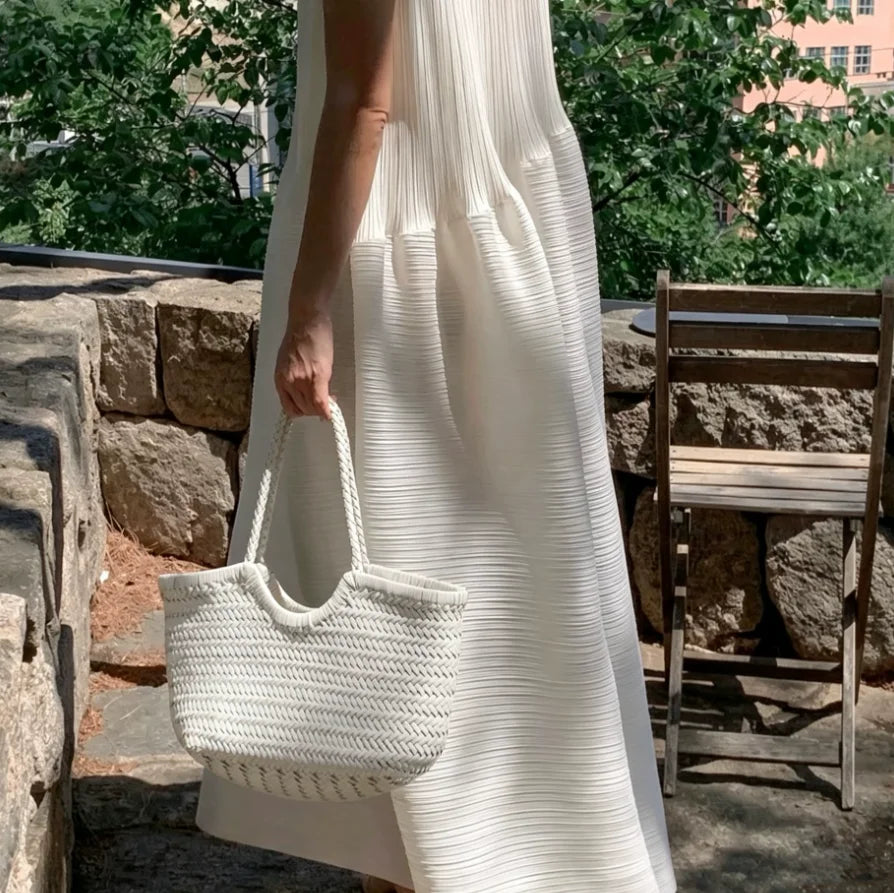 Hand-Woven Genuine Leather Tote Bag