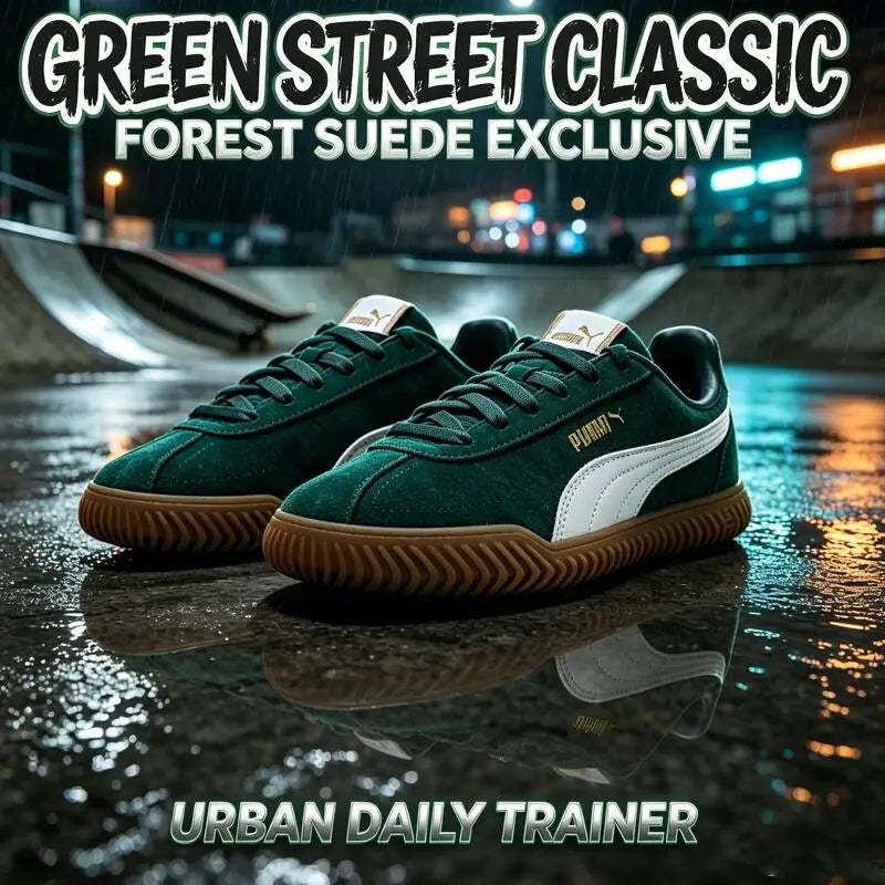 Green Suede Vintage Low Top Sneakers