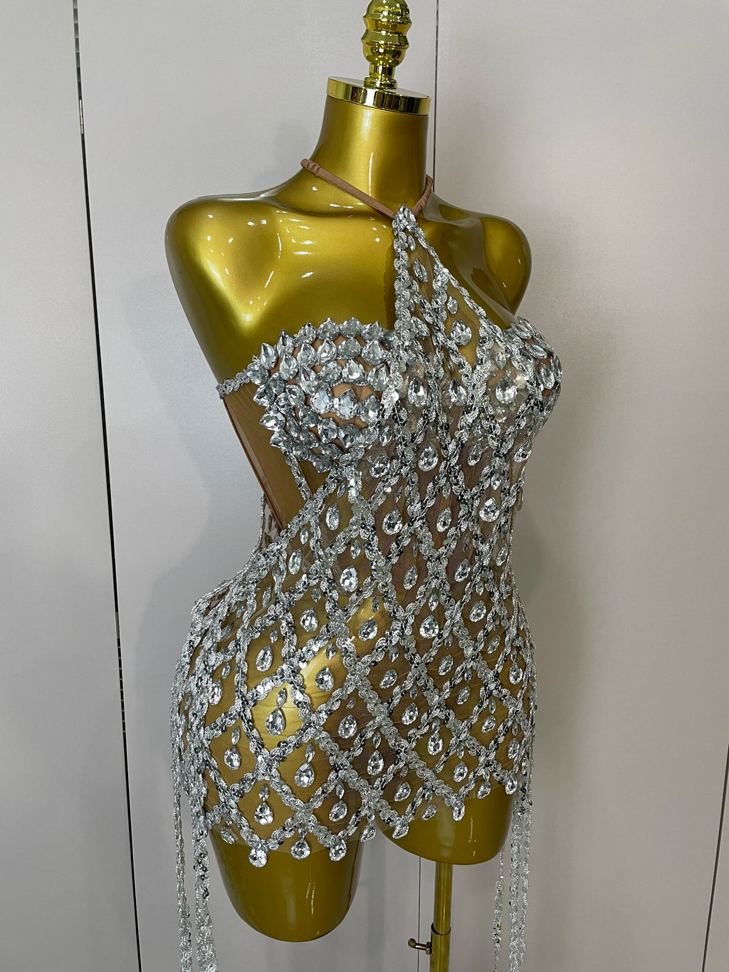 Sparkly Sequin Diamond Mesh 2-Piece Dress Set – Sexy Sheer Evening Partywear