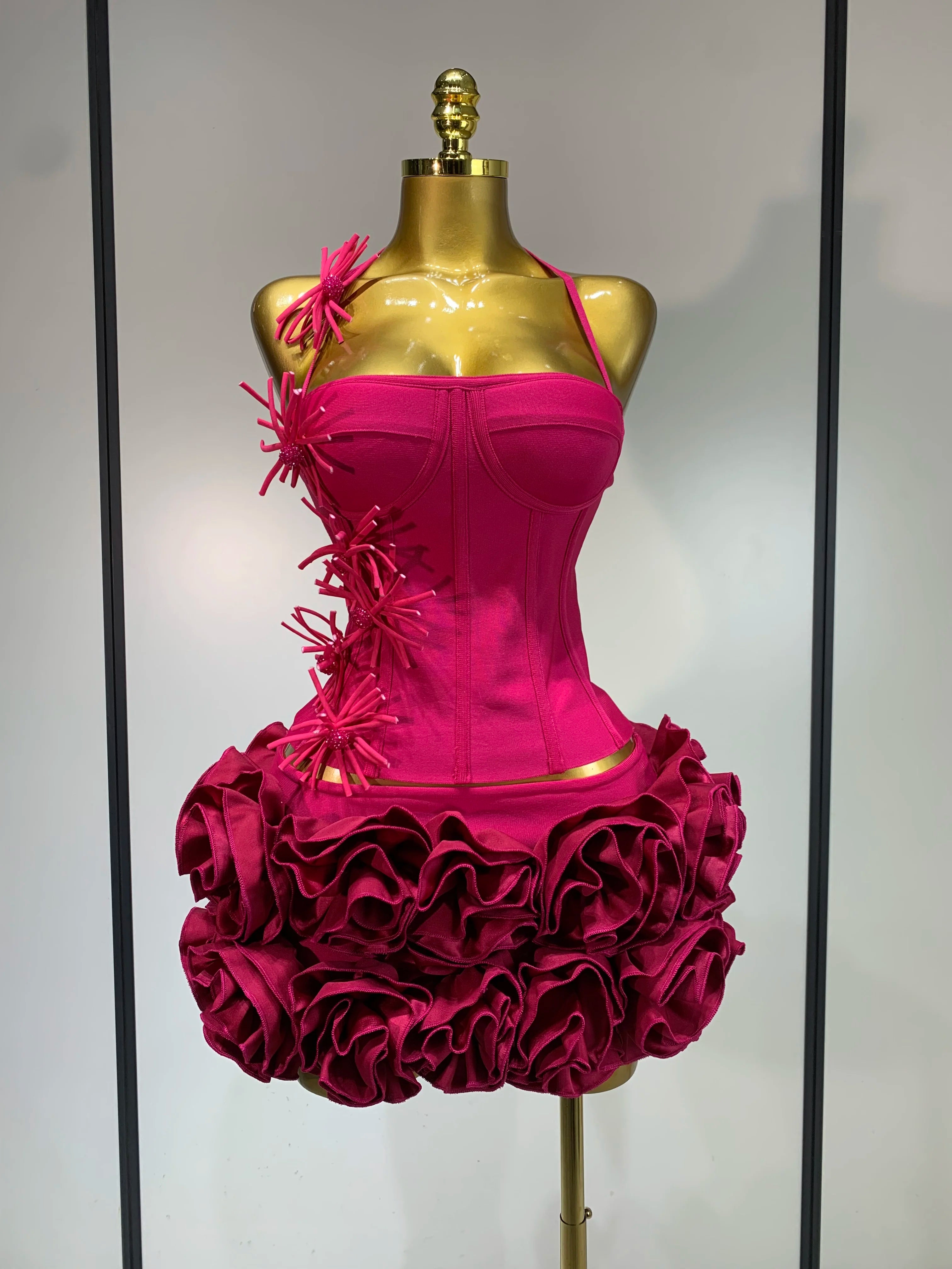 Halter Two-Piece Bandage Gown Set