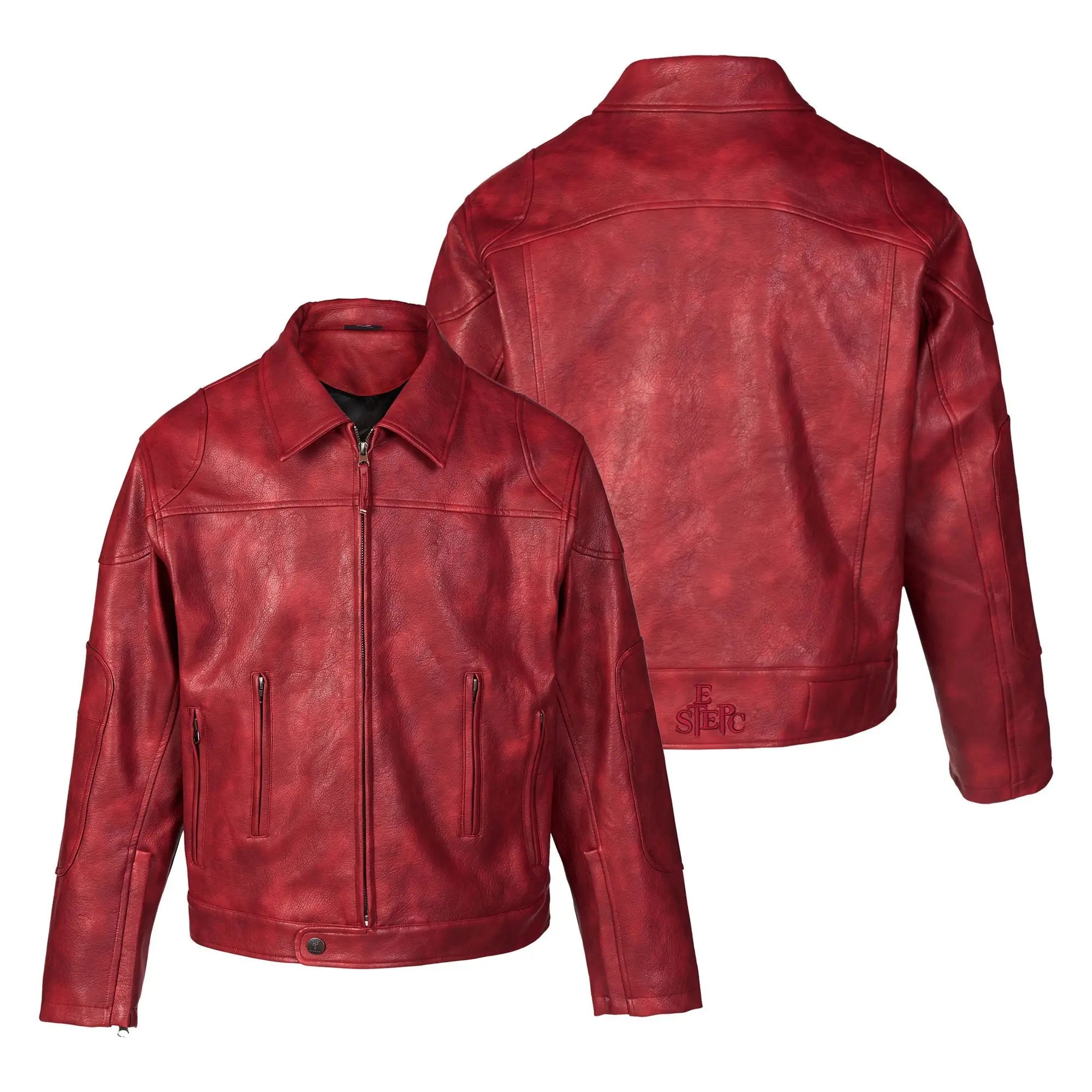 Korean Streetwear Red PU Jacket