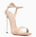 Nude & Black Patent Leather Stiletto Sandals