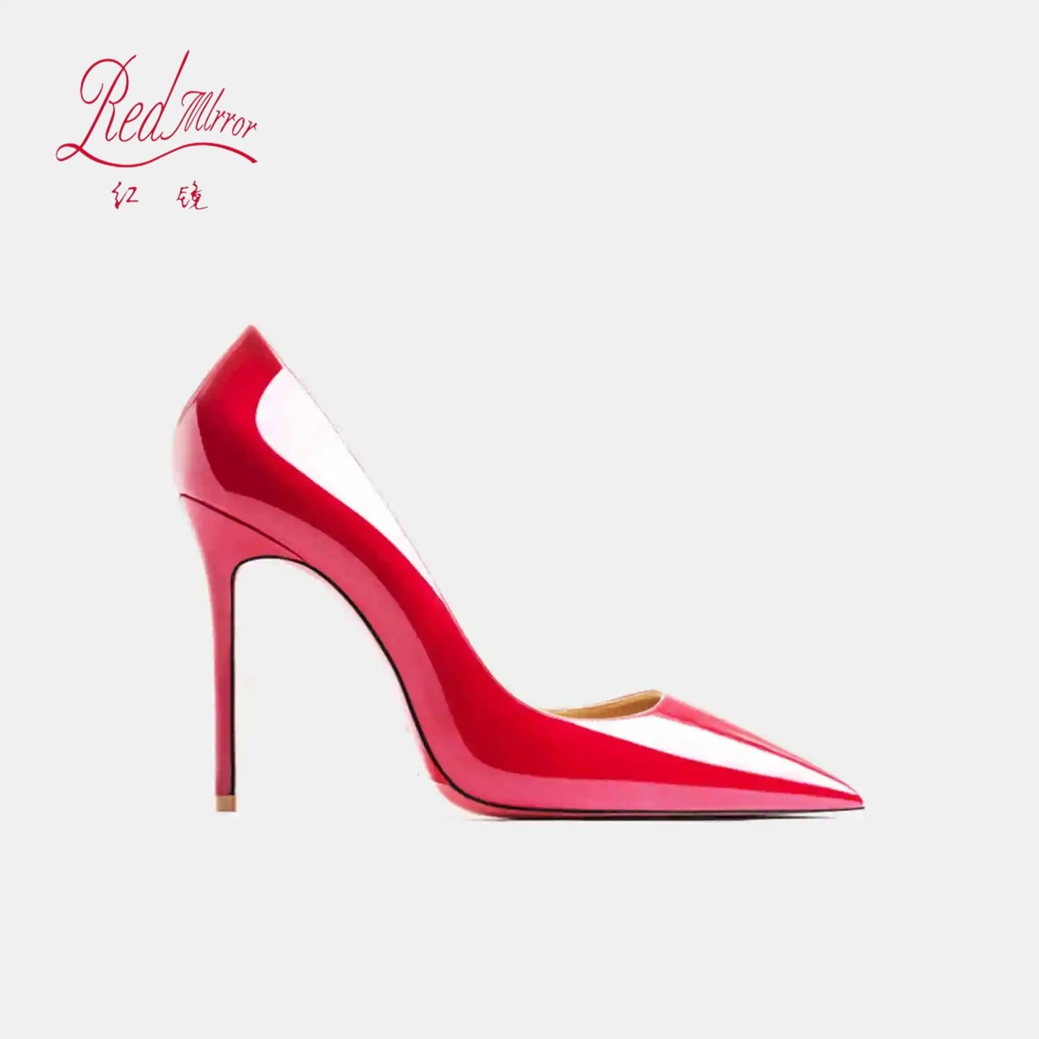 Black Pointed Heels with Red Shiny Bottoms