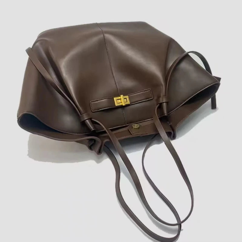 Large Capacity Trapeze PU Leather Tote Bag