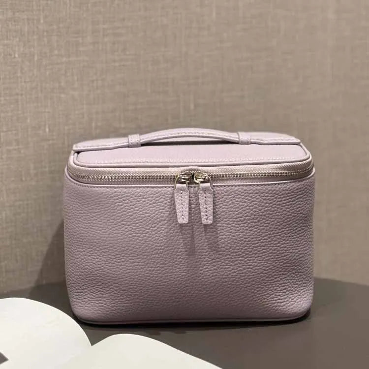 Portable Square Leather Vanity Bag