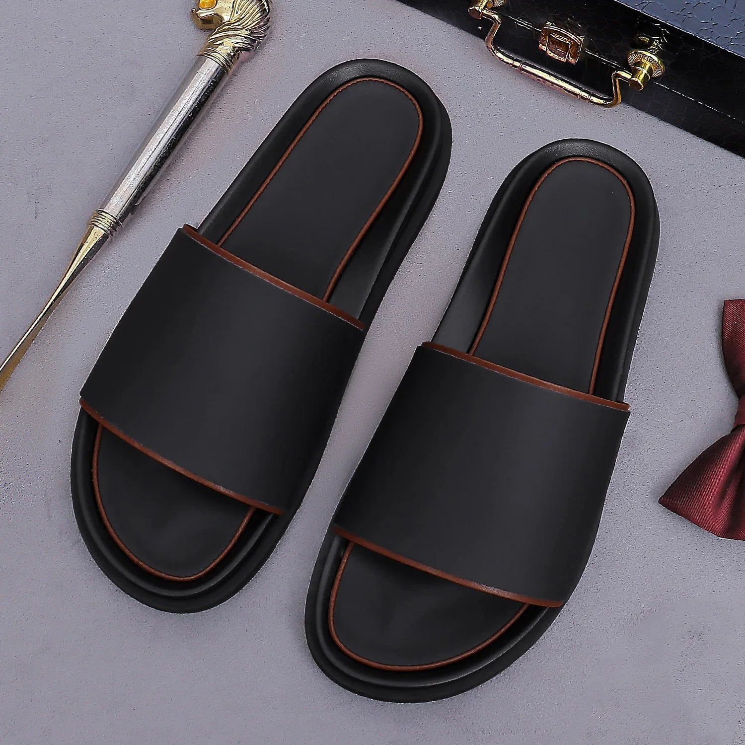 Genuine Leather Slide Sandals