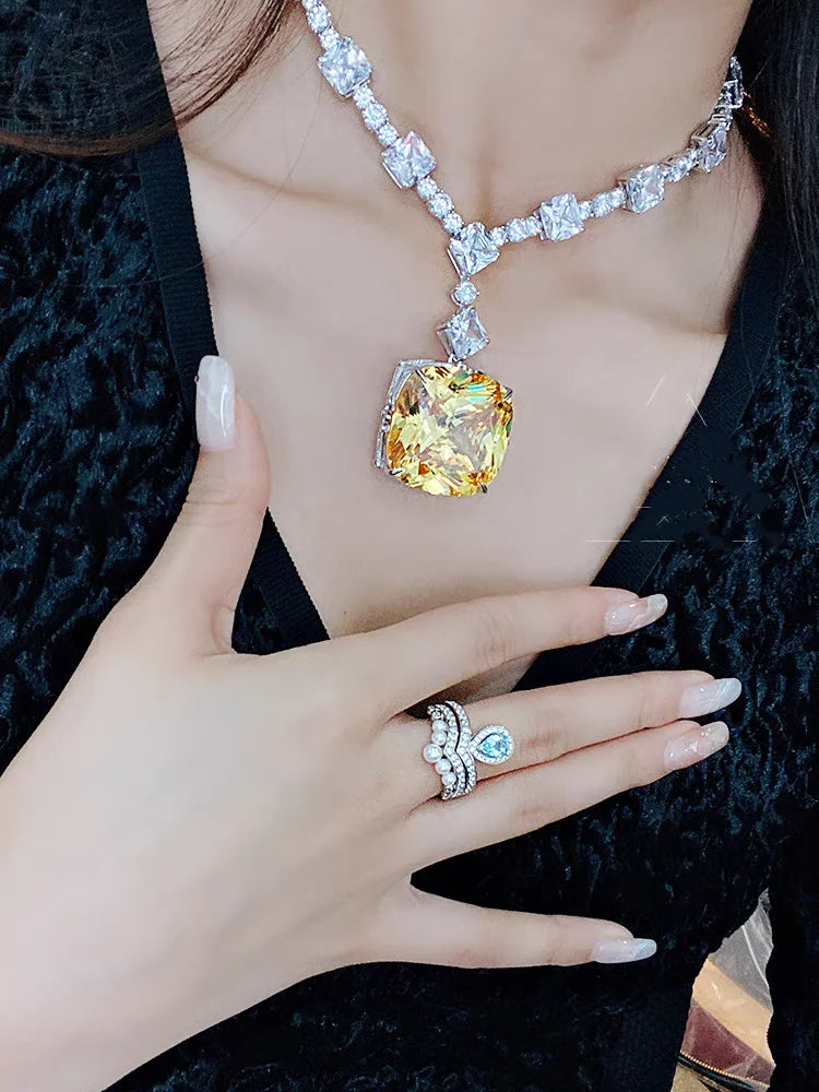 Luxury Yellow Simulated Diamond Jewelry Set