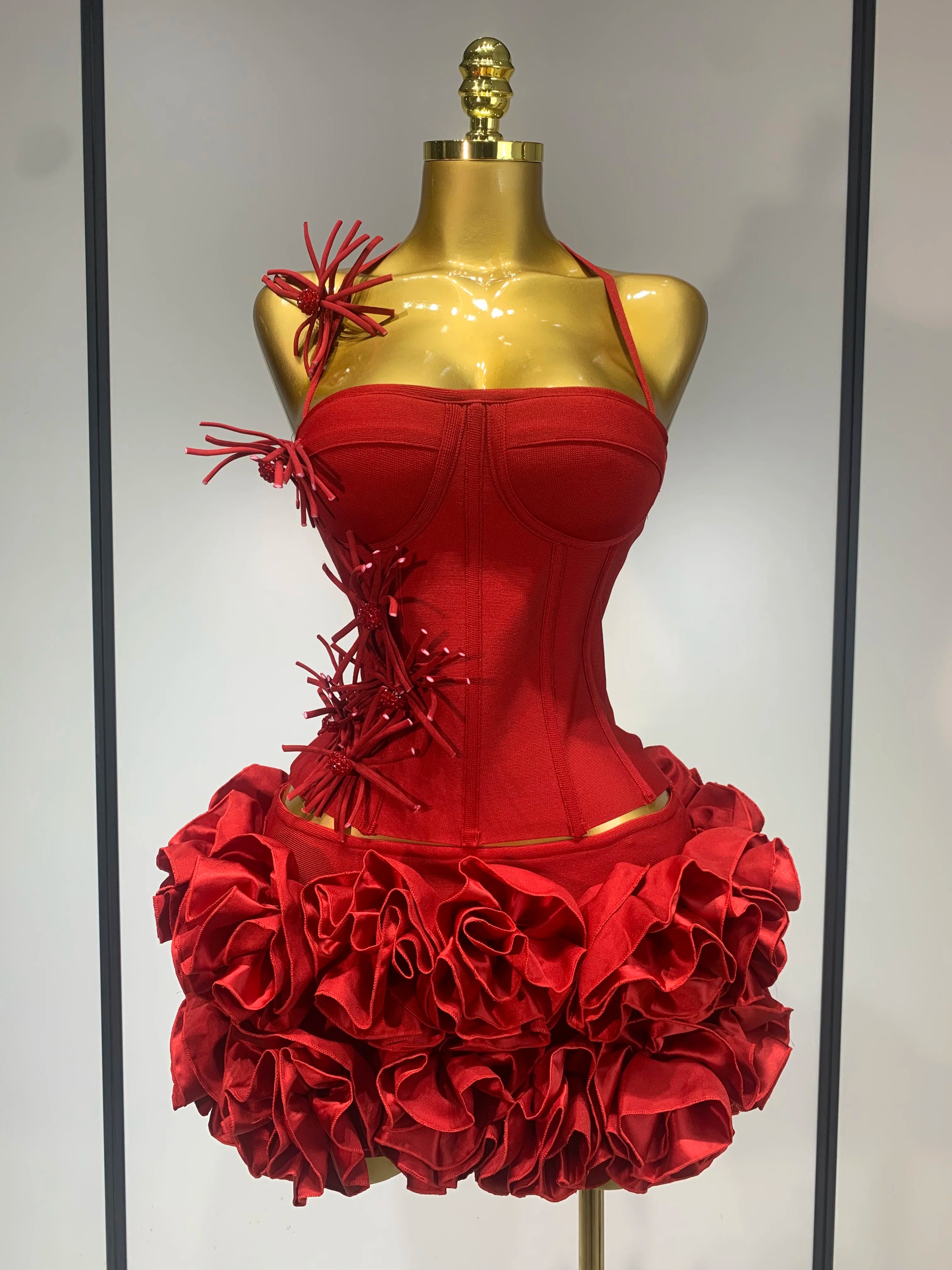 Halter Two-Piece Bandage Gown Set