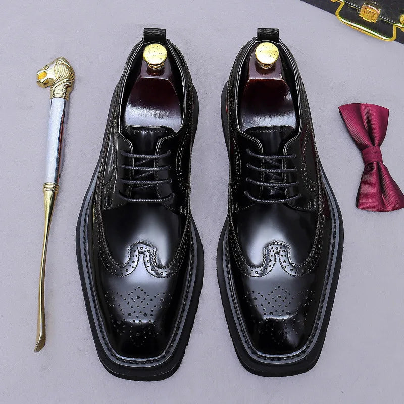 Luxury Men’s Leather Oxford Shoes – Thick Sole