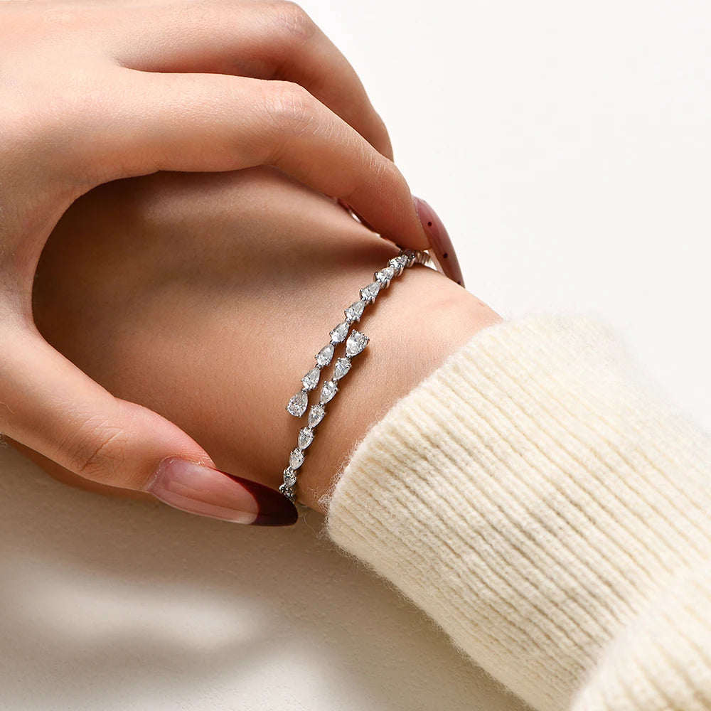Original Moissanite Adjustable Silver Bracelet