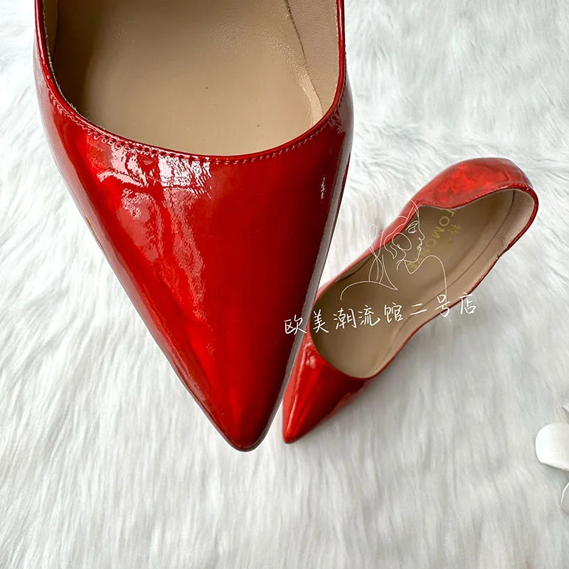 Shiny Electric Red Patent Leather Heels