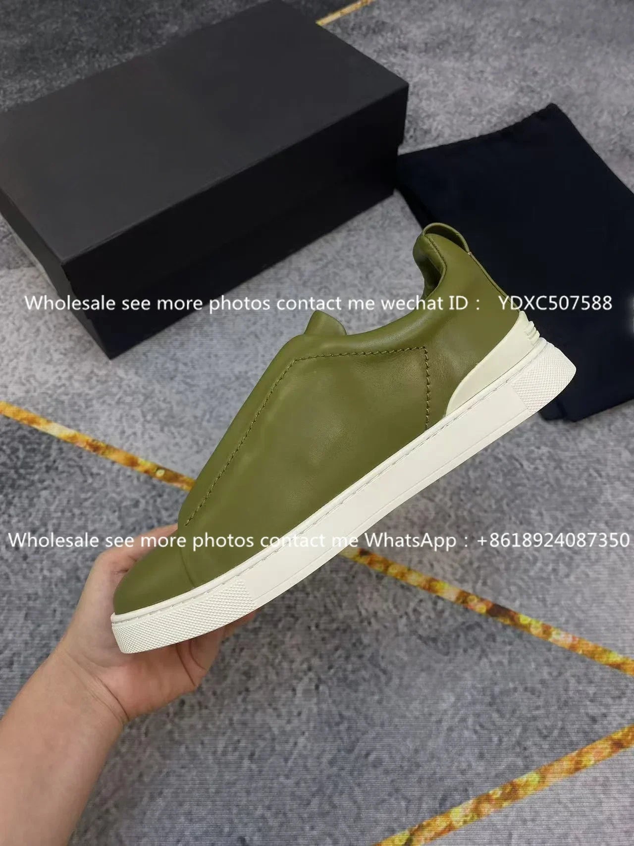 Luxury Leather Men’s Casual Sneakers – Beige Low-Top Loafers