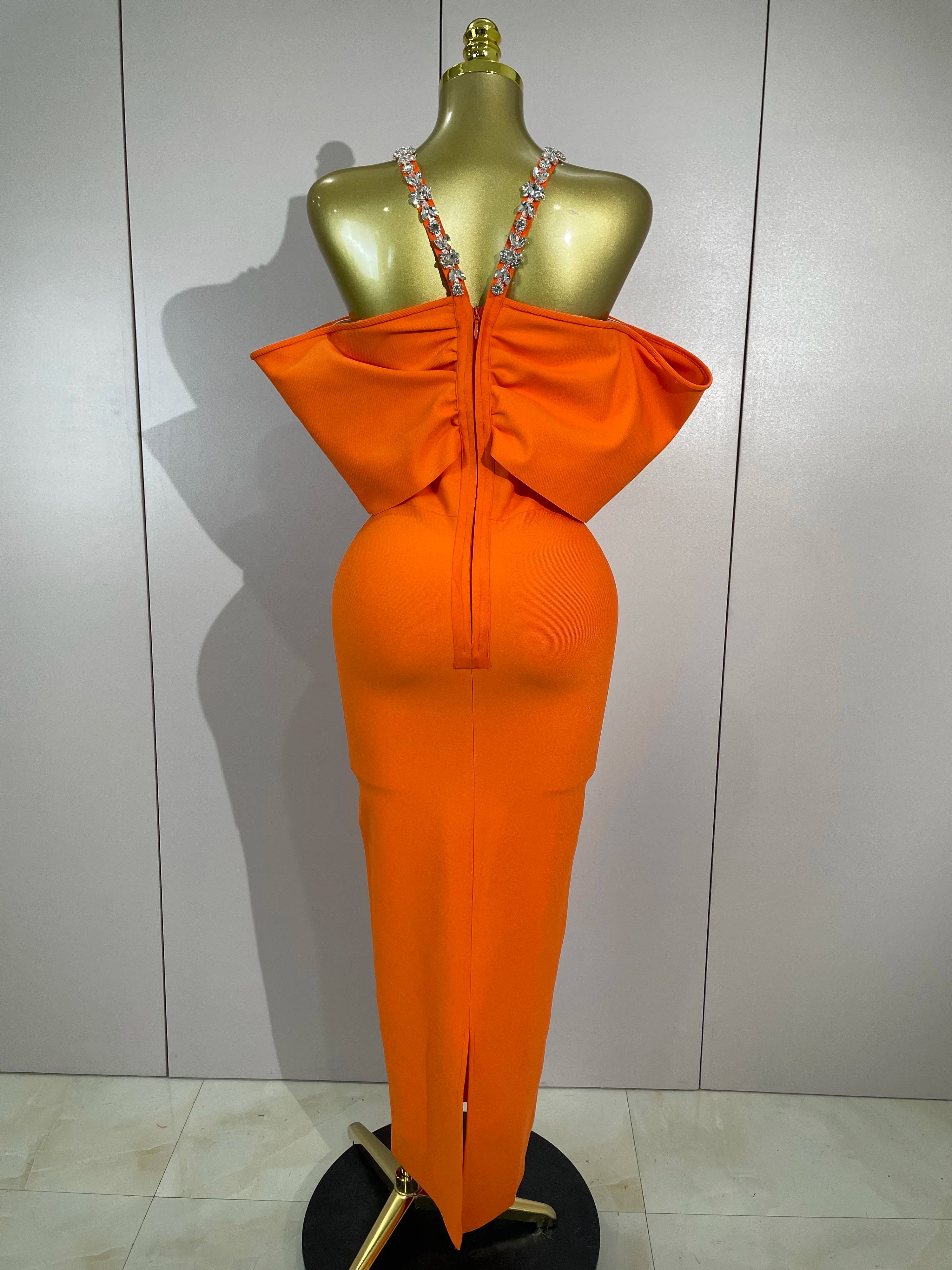 Elegant Halter Crystal Bodycon Bandage Dress