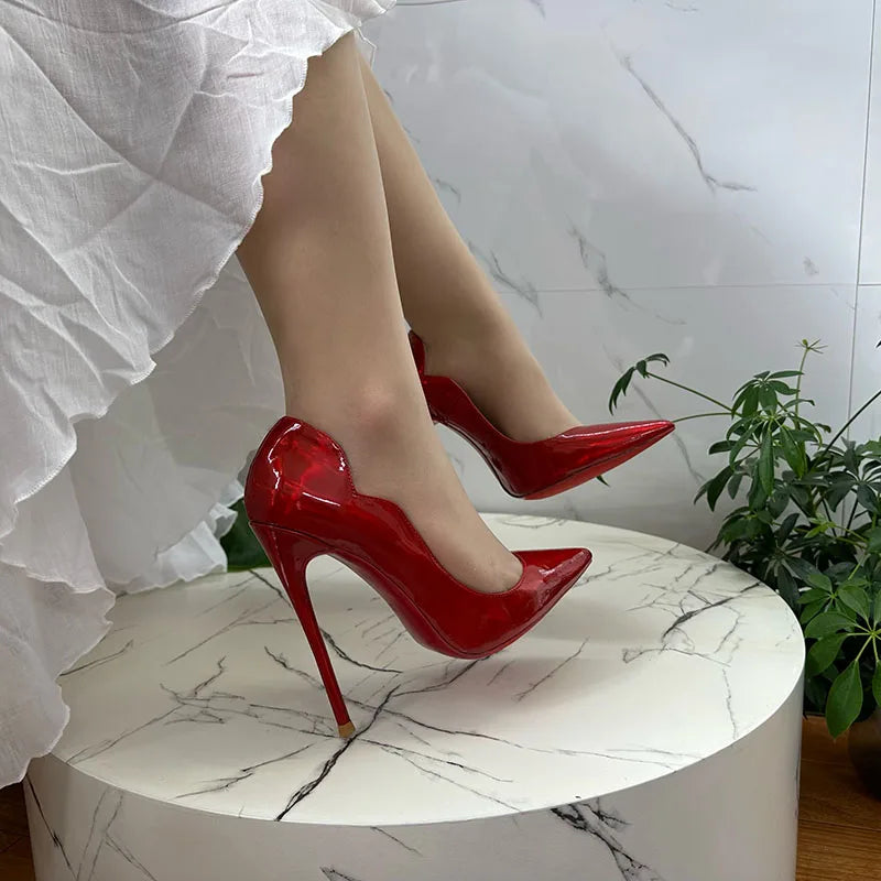 Shiny Electric Red Patent Leather Heels