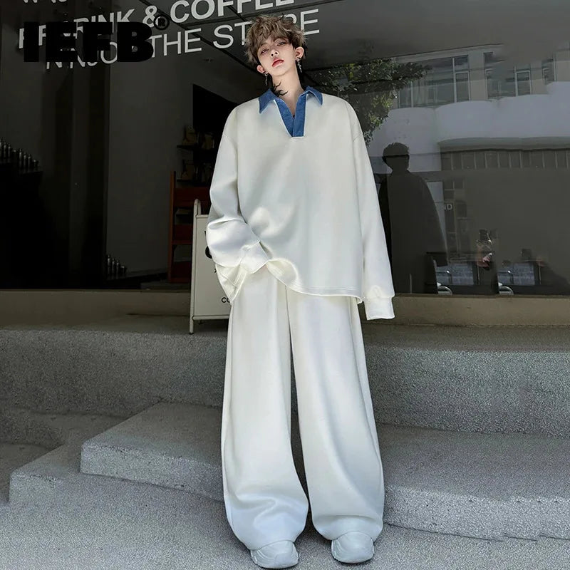 IEFB Contrast Color Fake Two-Piece Suit