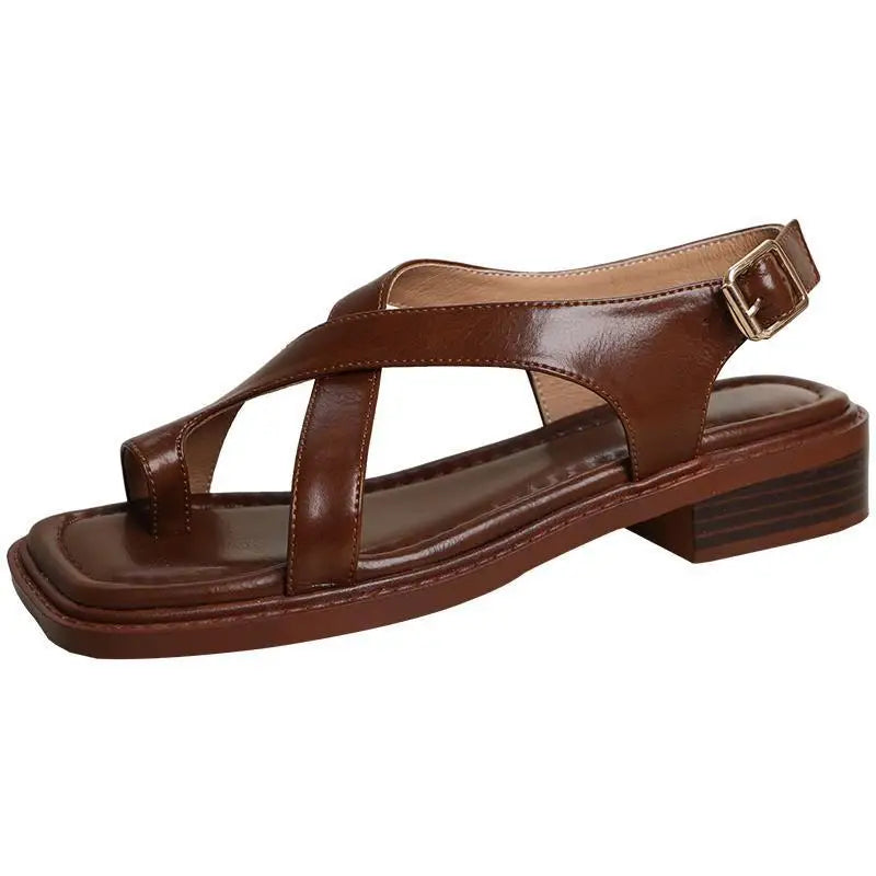 Women's Square Toe Medium Block Heel Sandals