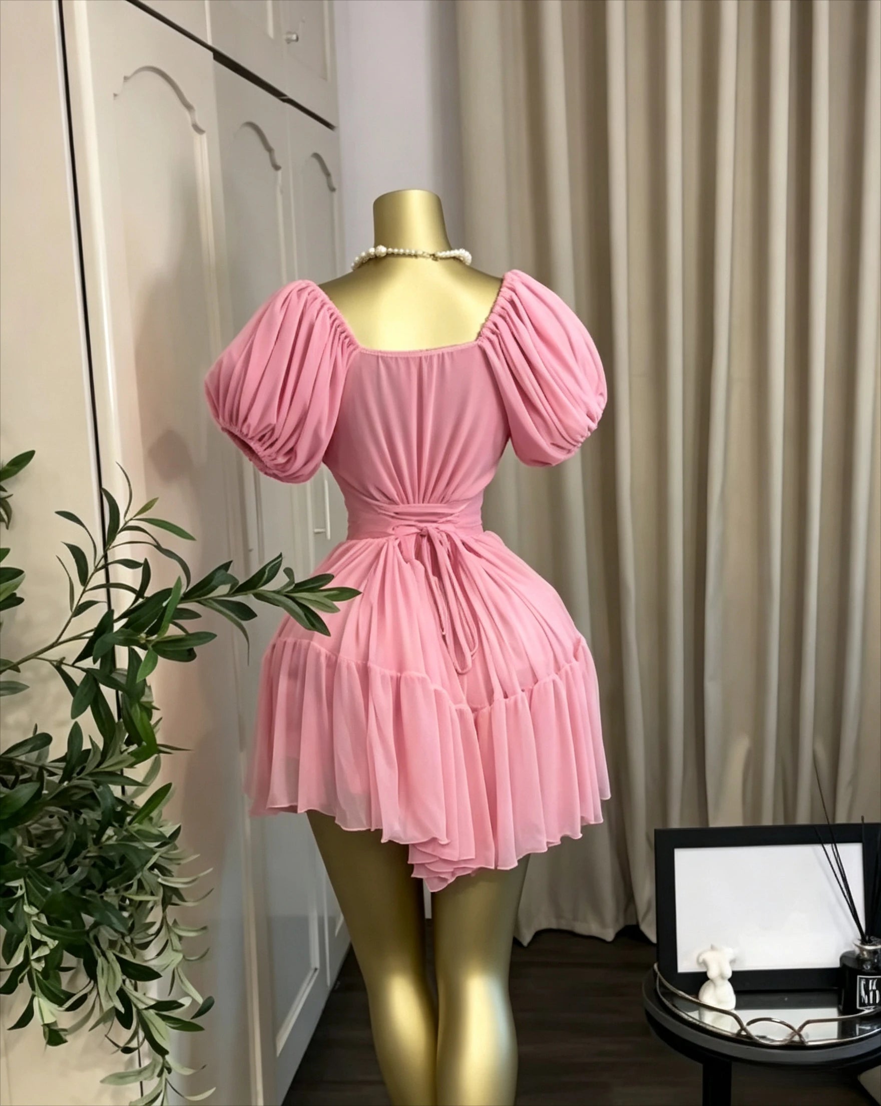 Fairycore Puff Sleeve Halter Mini Dress
