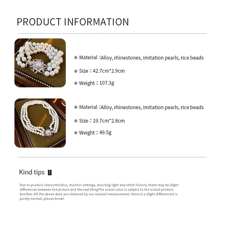 French Style Pearl & Flower Bracelet Set