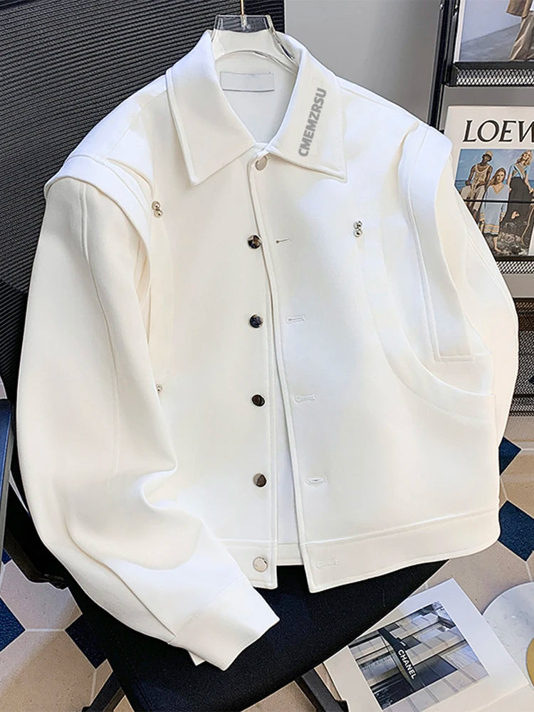 White Deconstructed Scimitar Sleeve Jacket