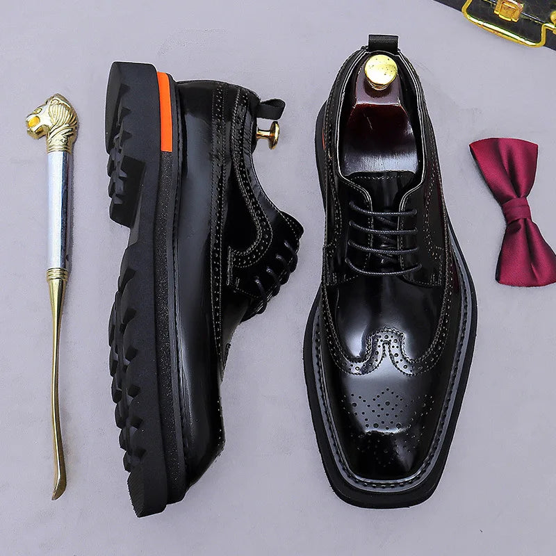 Luxury Men’s Leather Oxford Shoes – Thick Sole
