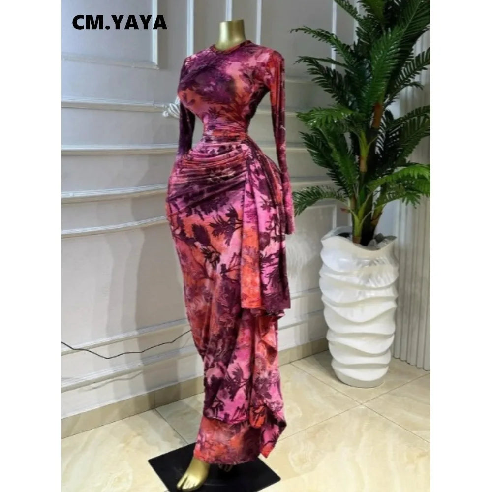 Tie-Dye O-Neck Hole Maxi Dress
