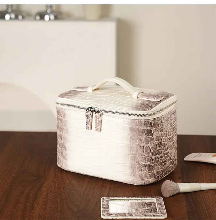 Portable Square Leather Vanity Bag