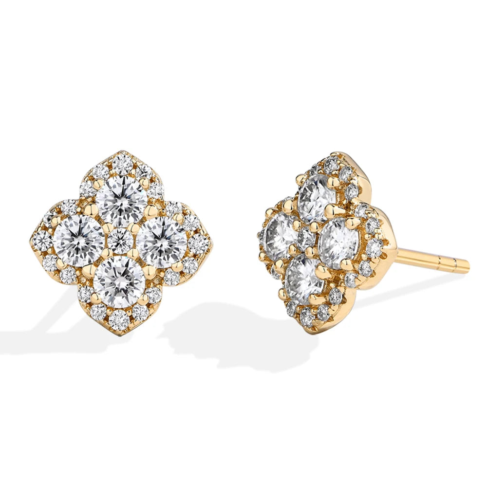 Mintybox Moissanite Clover Silver Earrings