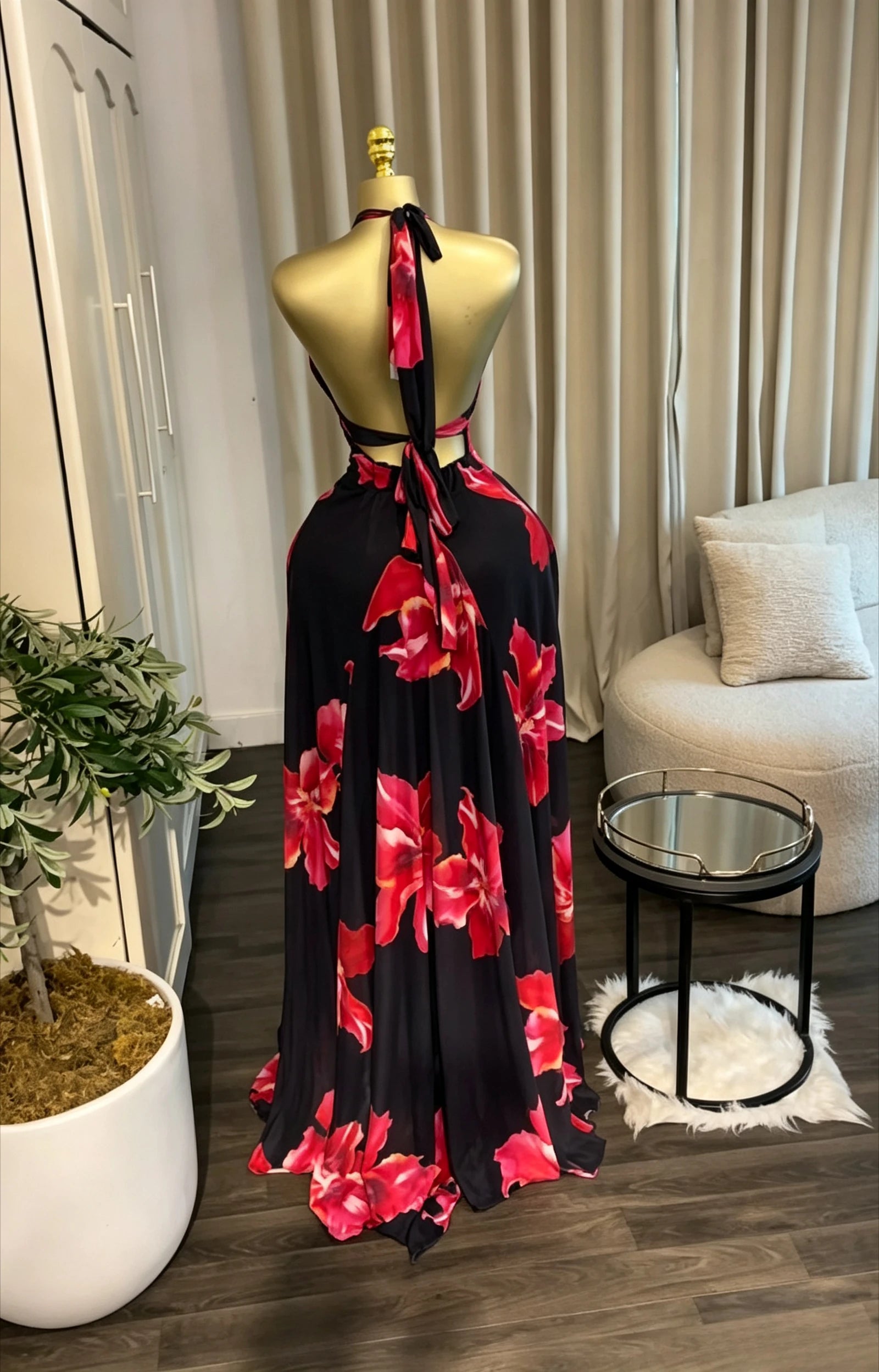 Sleeveless Floral Big Swing Maxi Dress