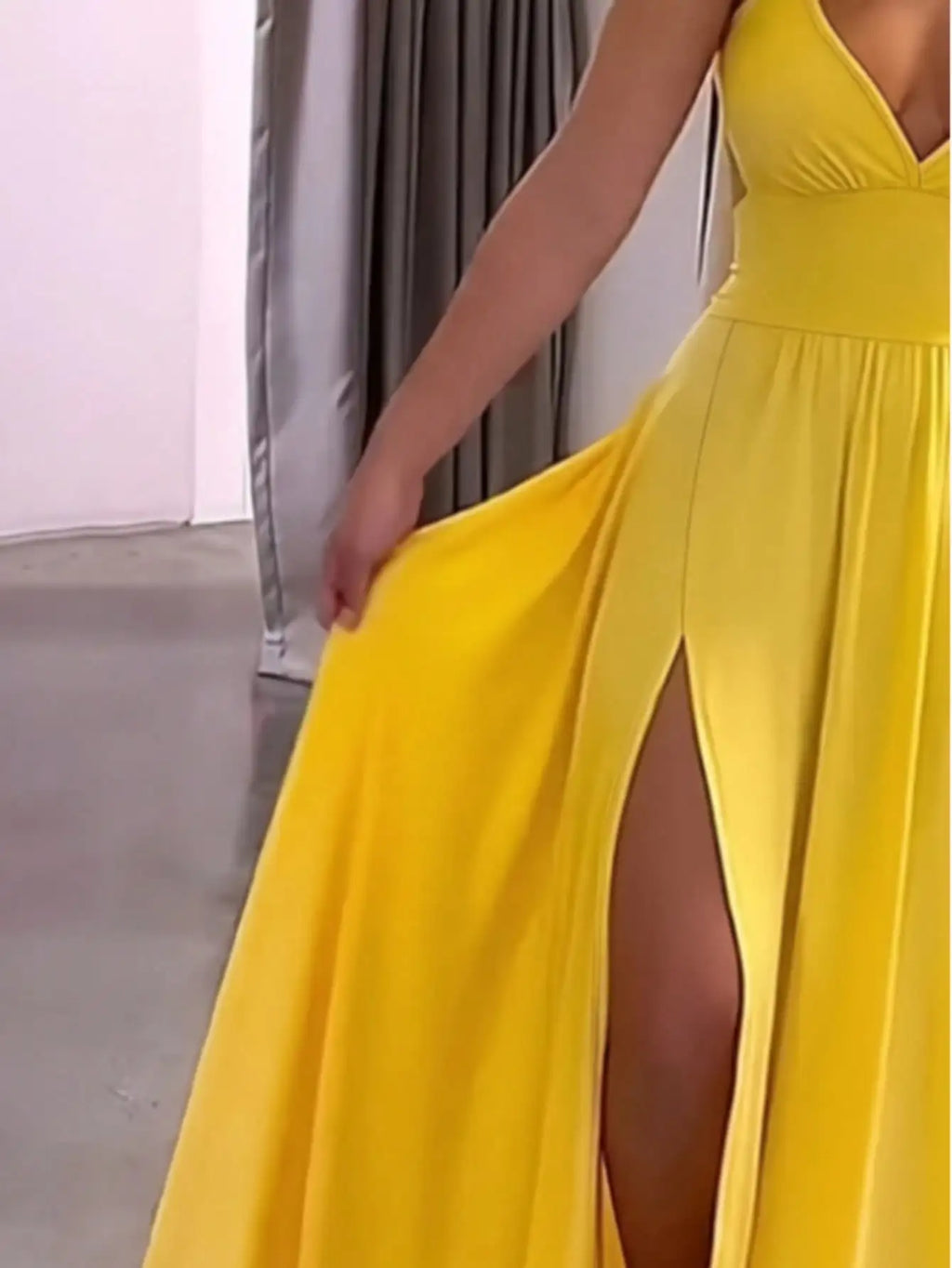 Lace-Up Backless Camisole Slit Dress