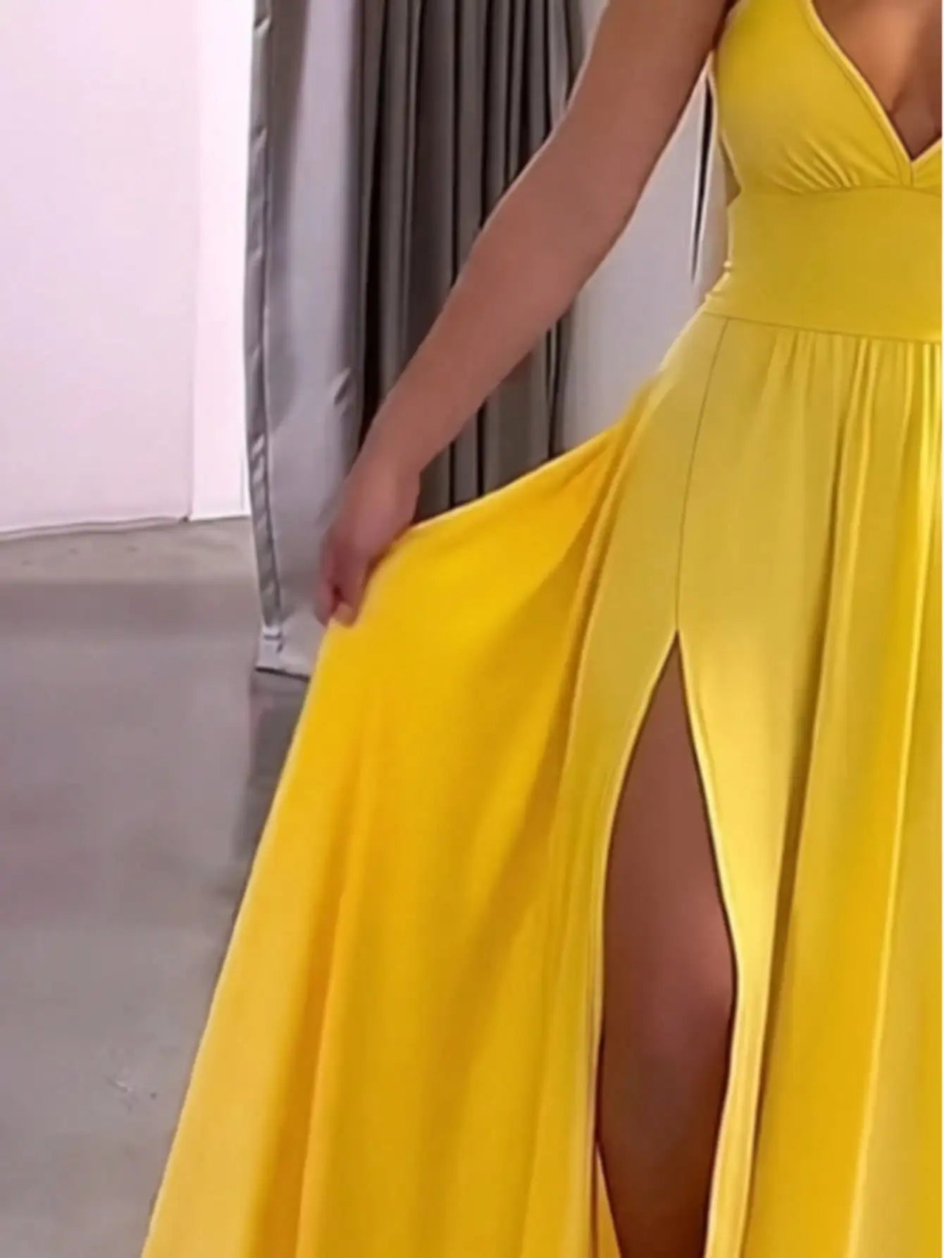 Lace-Up Backless Camisole Slit Dress