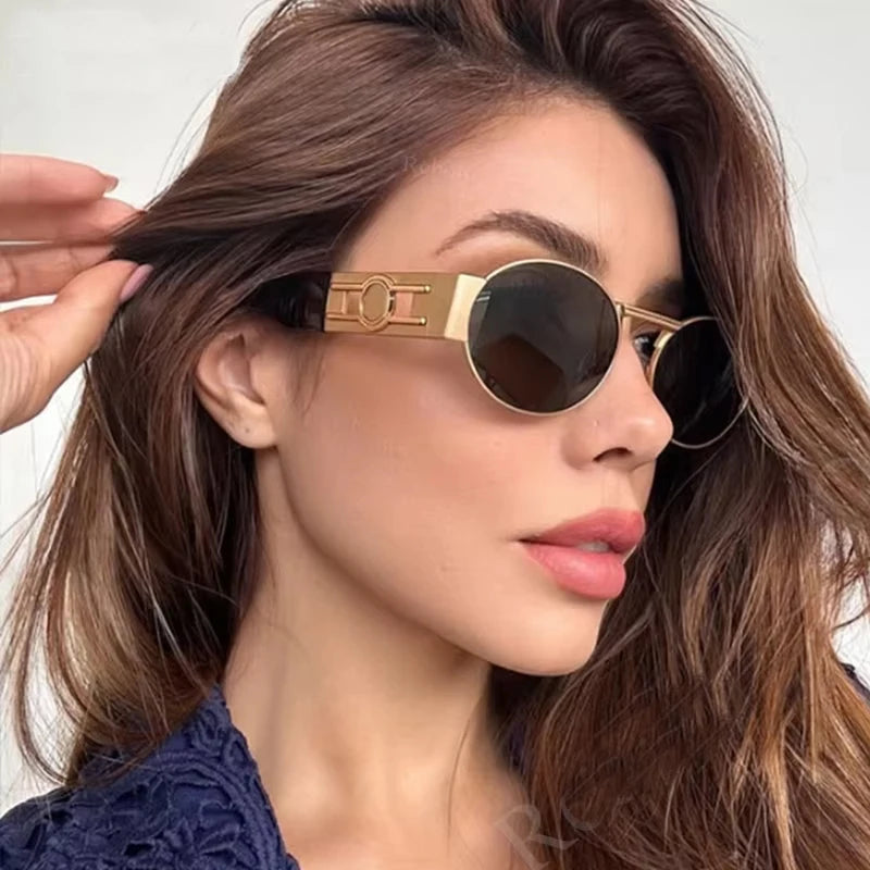Vintage Steampunk Round Metal Sunglasses