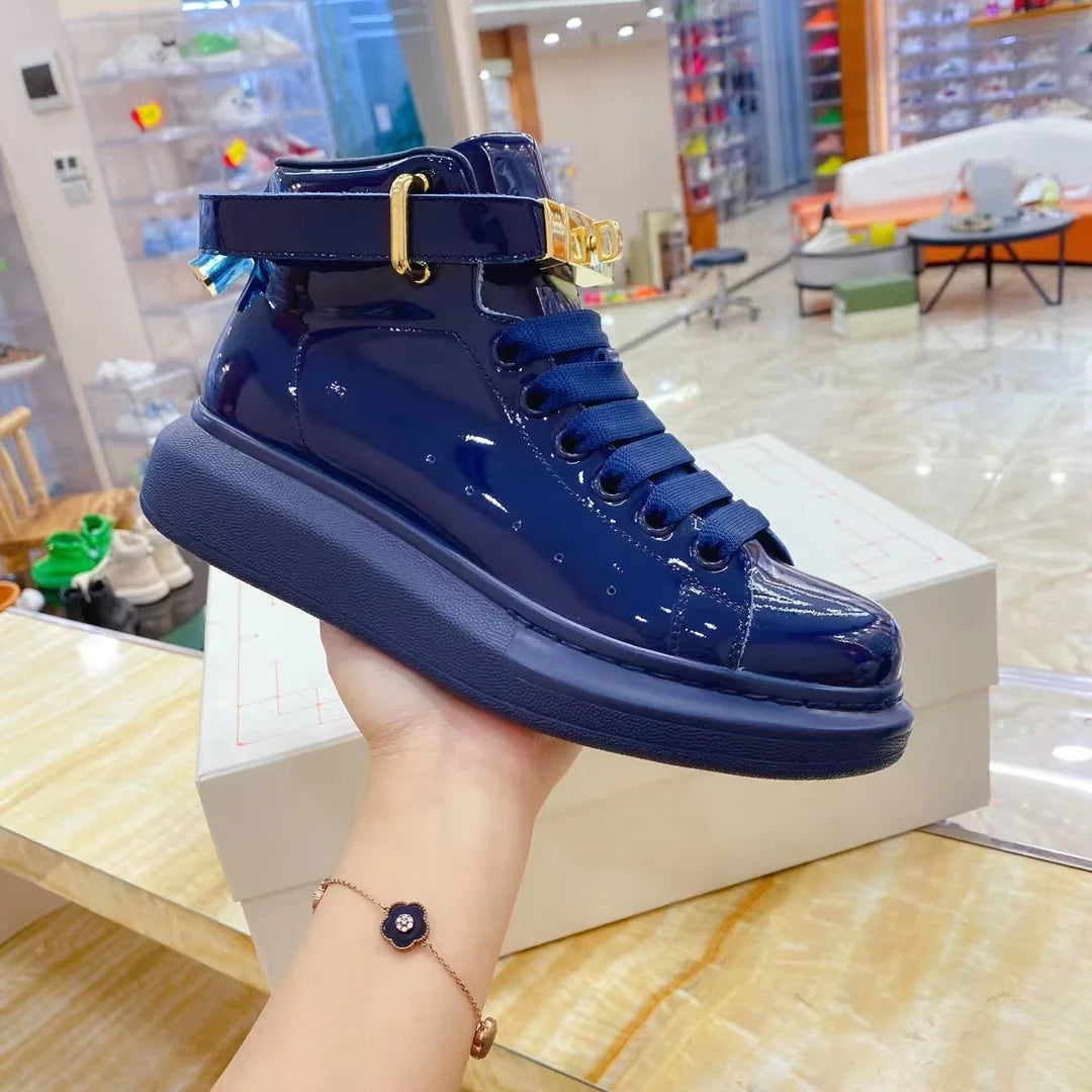 Luxury Men’s Patent Leather Platform Shoes