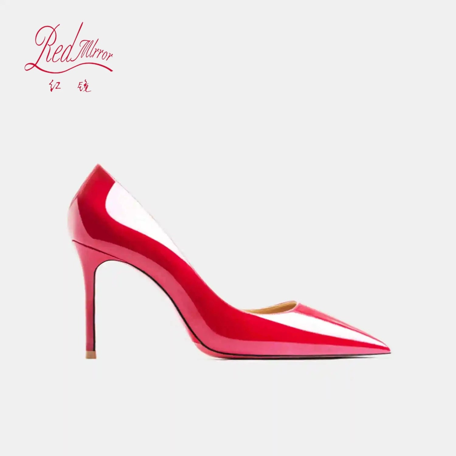 Black Pointed Heels with Red Shiny Bottoms