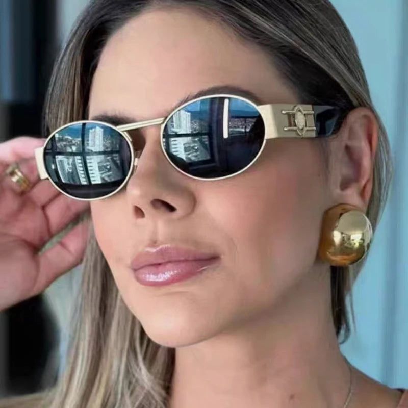 Vintage Steampunk Round Metal Sunglasses