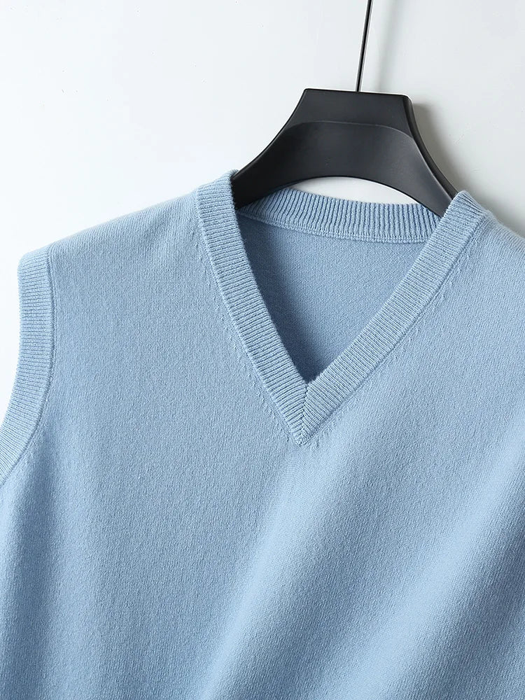 Men's V-Neck Knitted Merino Vest