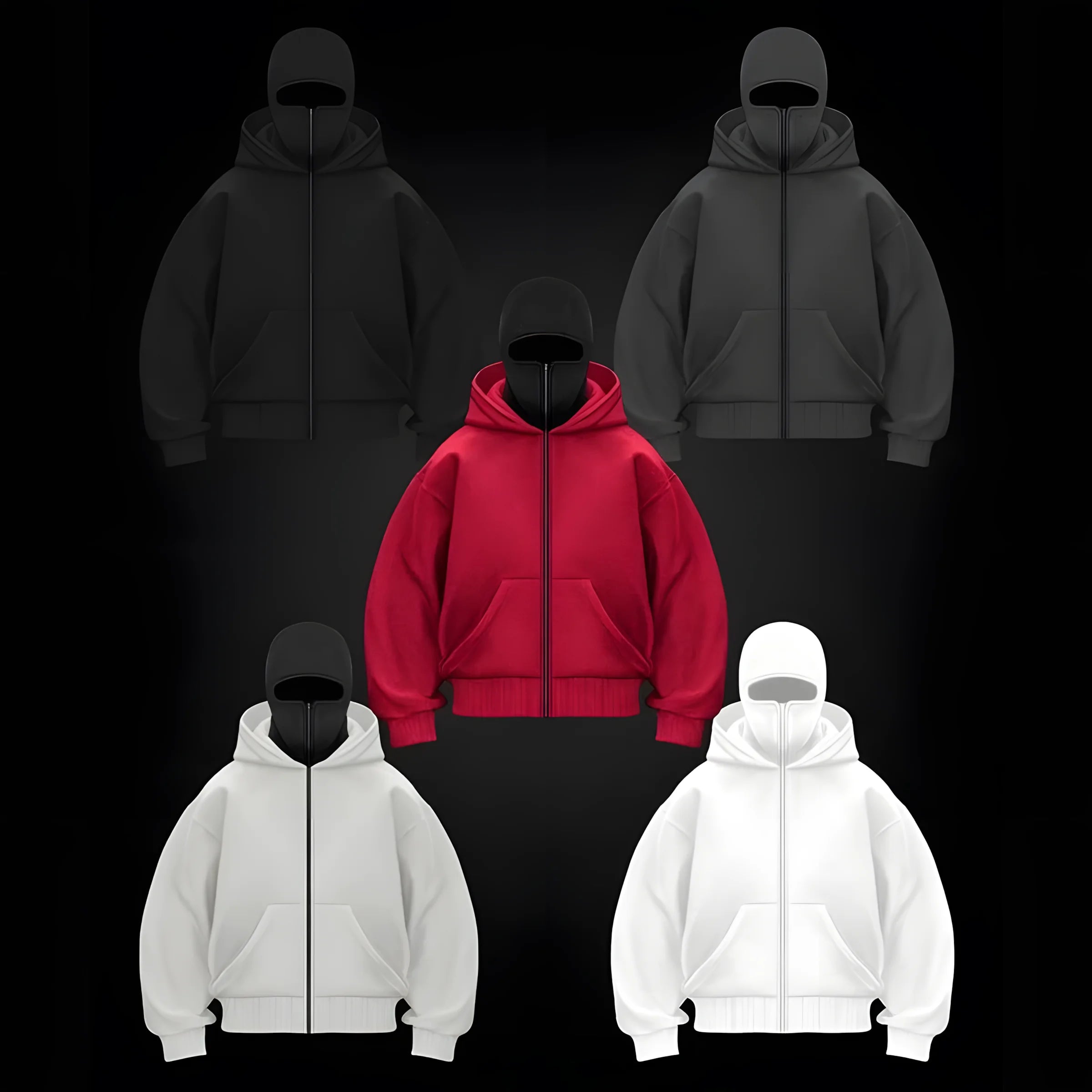 3D Pattern Printed Zip Hoodie
