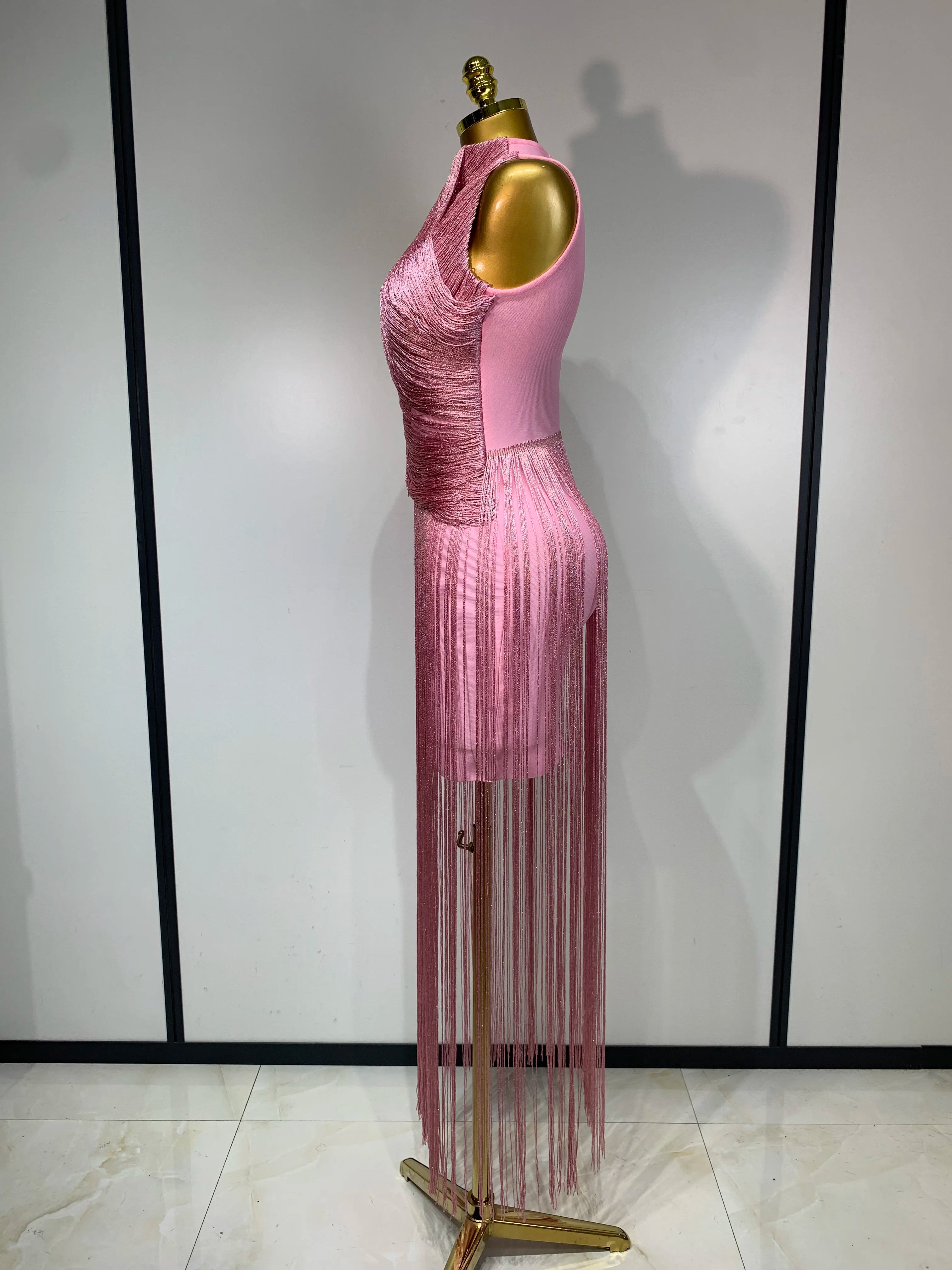 Luxury Sleeveless Tassel Bandage Dress