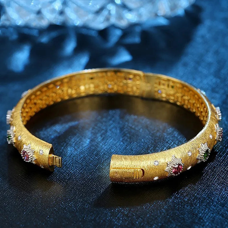 18K Gold Plated Brushed Silver Bracelet