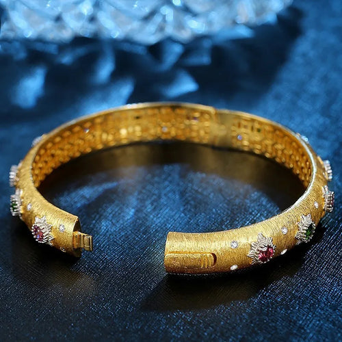 18K Gold Plated Brushed Silver Bracelet