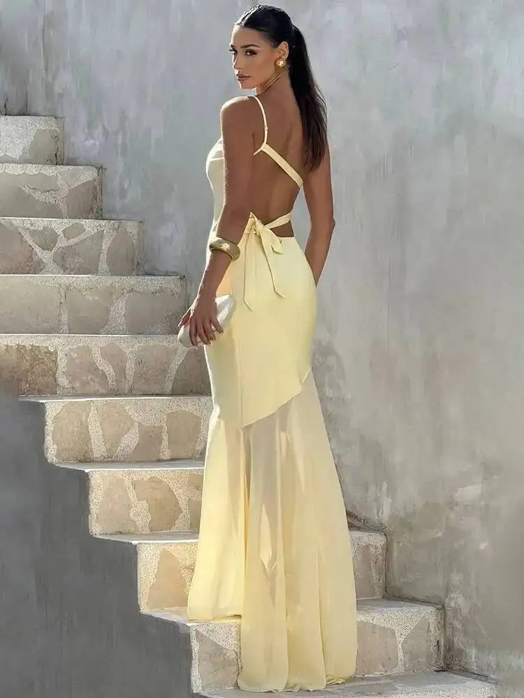 URSFOCUS One Shoulder Backless Sexy Maxi Dress