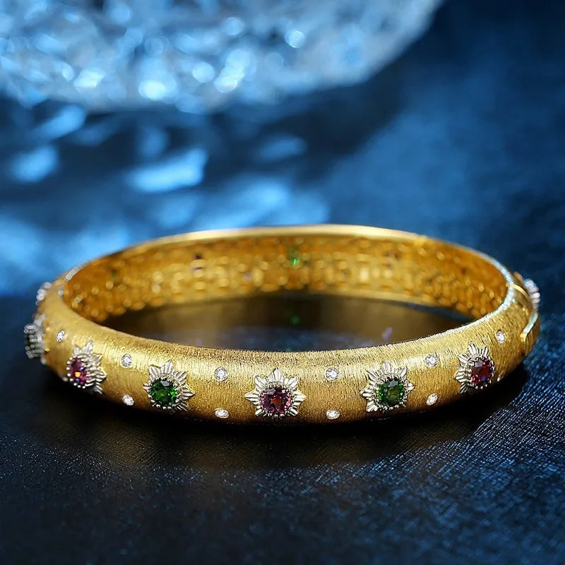 18K Gold Plated Brushed Silver Bracelet