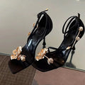 Elegant Flower Accent High Heel Sandals