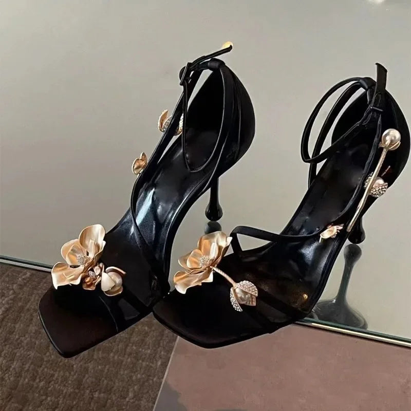 Elegant Flower Accent High Heel Sandals