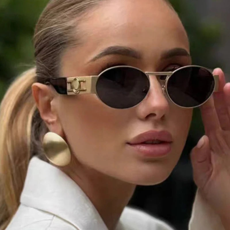 Vintage Steampunk Round Metal Sunglasses
