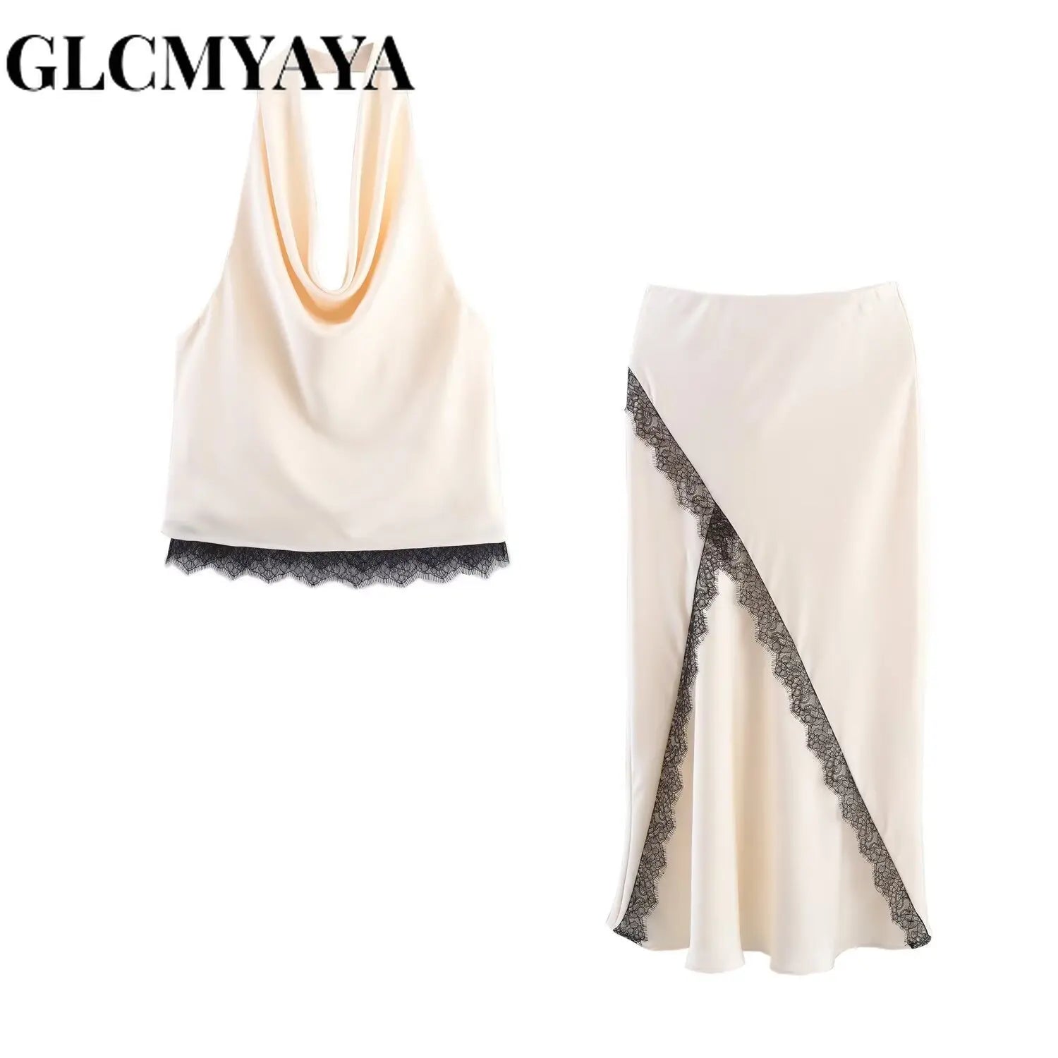 Glamour 2-Piece Summer Satin and Lace Set