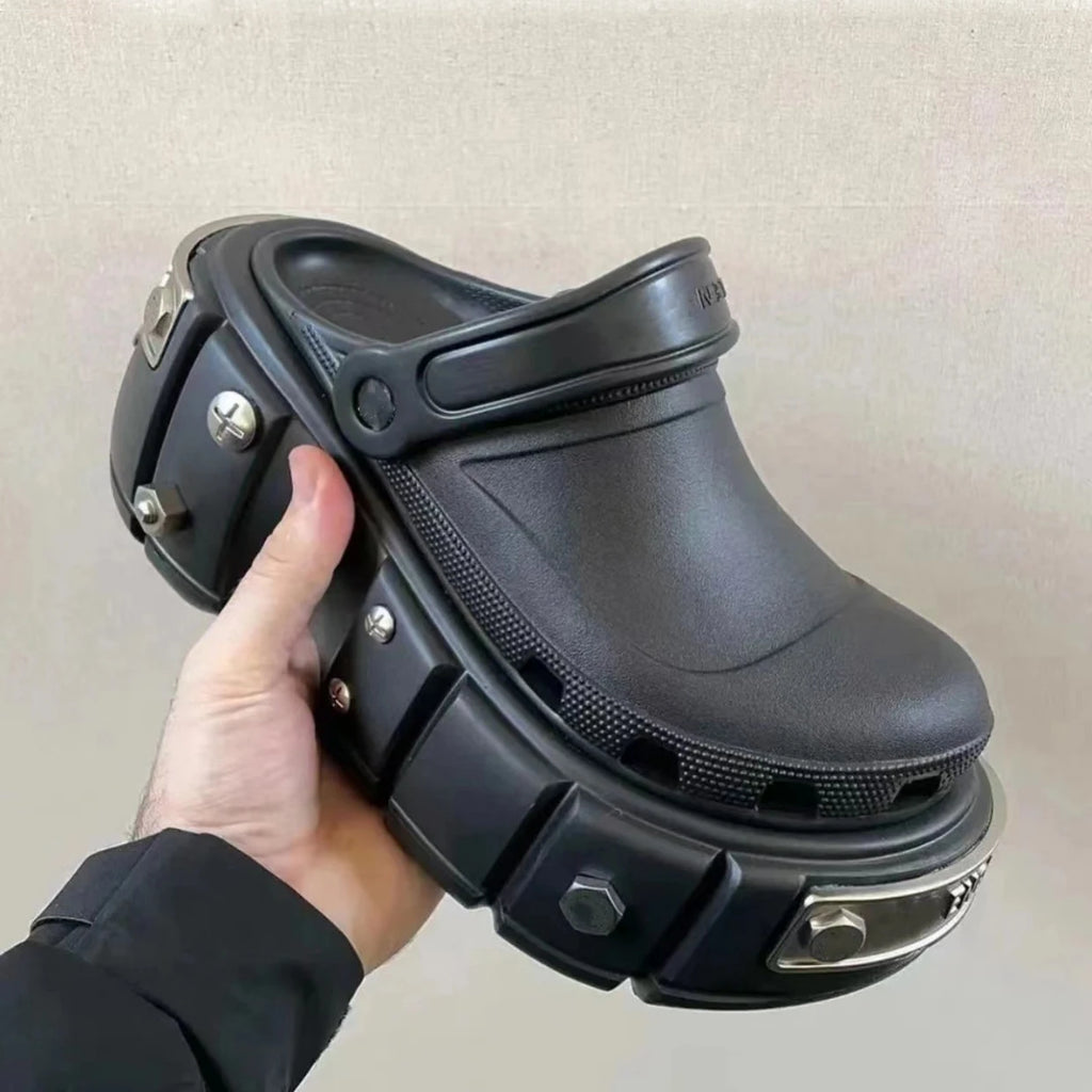 Women’s 6cm Platform Clogs – Metal Rivet Design