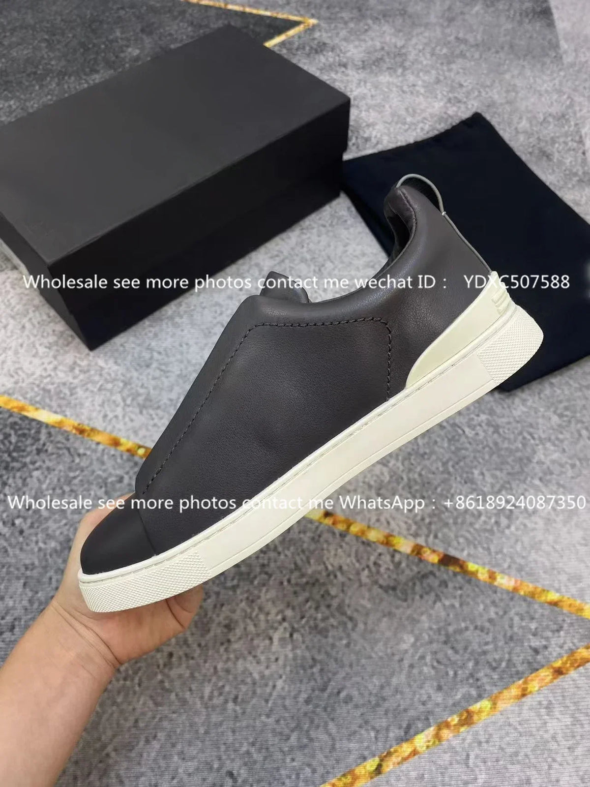 Luxury Leather Men’s Casual Sneakers – Beige Low-Top Loafers