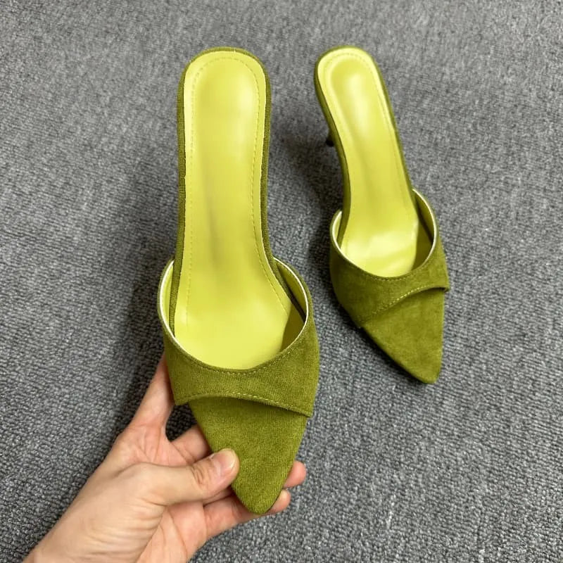 Elegant Slip-On Open Toe Heeled Mules