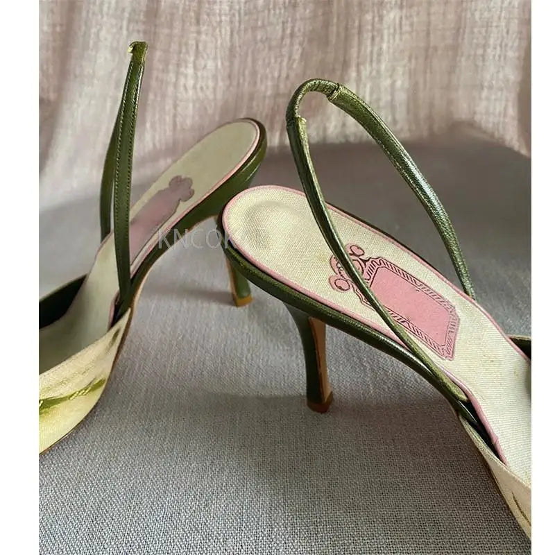 KNCOKAR Embroidered Pointed Toe Thin High Heel Pumps
