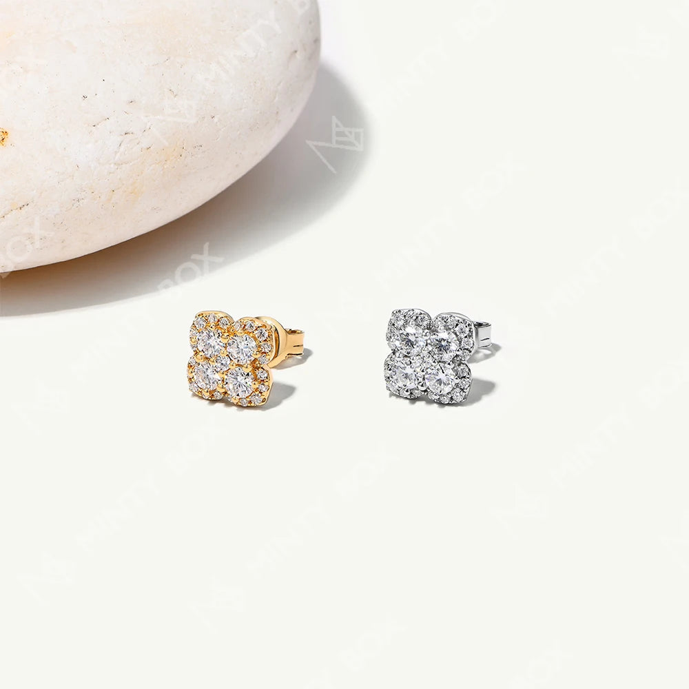 Mintybox Moissanite Clover Silver Earrings